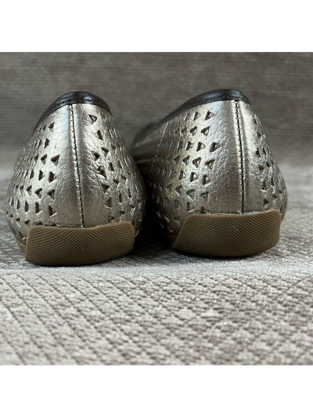 LL BEAN Gold Brown Ballet Flats Open Toe Flat Size 10 LIKE NEW - Picture 5 of 15